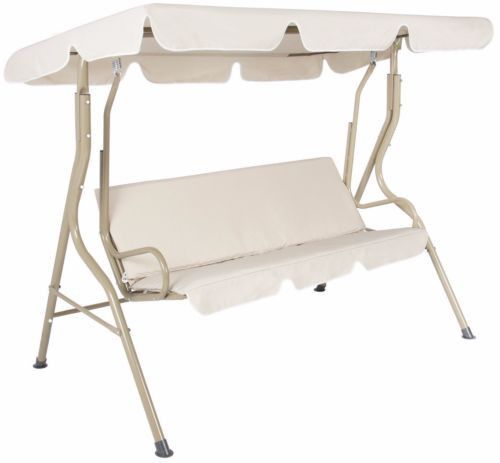 Outdoor Canopy Swing Glider 2 Person Patio Furniture For 2 Person Outdoor Convertible Canopy Swing Gliders With Removable Cushions Beige (Photo 4 of 20)