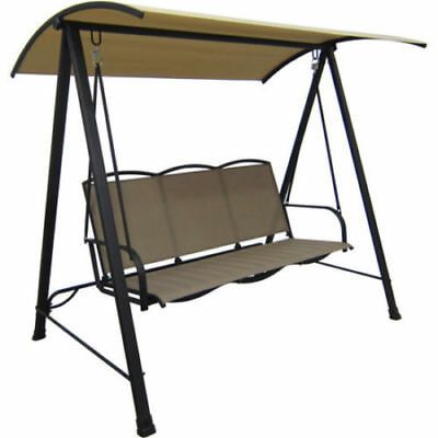 Outdoor Canopy Swing Porch Sling 3 Person Backyard Garden With 3 Person Brown Steel Outdoor Swings (Photo 11 of 20)