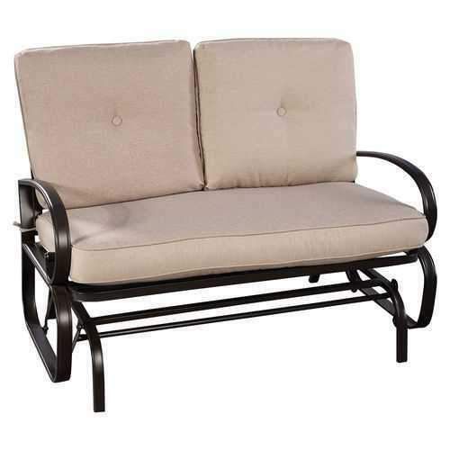 Outdoor Patio Cushioned Rocking Bench Loveseat | Patio Regarding Cushioned Glider Benches With Cushions (Photo 4 of 20)