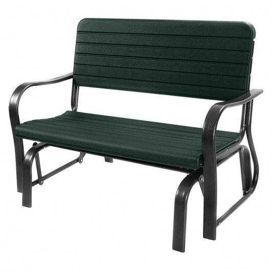 Outdoor Patio Steel Swing Bench Loveseat In Outdoor Patio Swing Glider Bench Chairs (Photo 3 of 20)