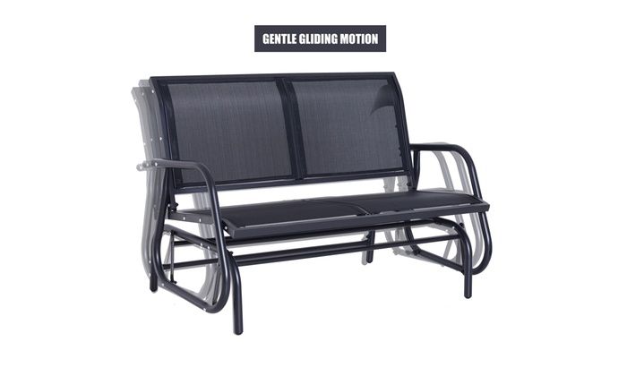 Outdoor Patio Swing Glider Bench Chair – Dark Gray For Outdoor Patio Swing Glider Bench Chairs (Photo 7 of 20)