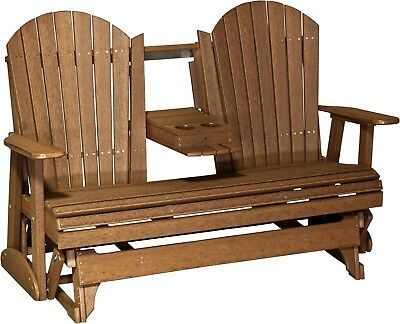 Outdoor Poly Adirondack Porch Glider Bench *natural Wood Regarding Hardwood Porch Glider Benches (View 16 of 20)