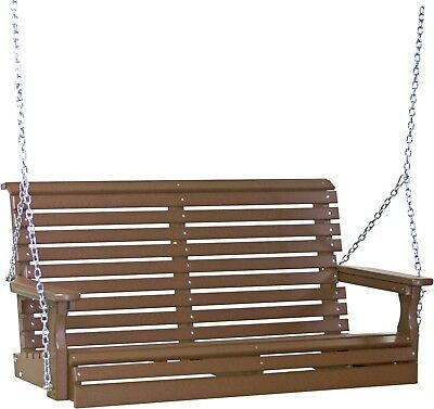 Outdoor Poly Lumber 4 Foot Rollback Plain Porch Swing In Chestnut Brown  689407448150 | Ebay Throughout Plain Porch Swings (Photo 5 of 20)