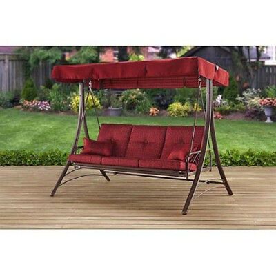 Outdoor Porch Swing With Canopy Patio Steel Furniture Pertaining To Canopy Patio Porch Swings With Pillows And Cup Holders (View 15 of 20)