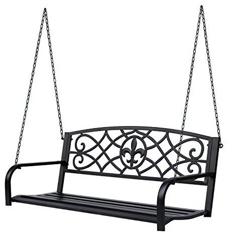 Outsunny 2 Person Outdoor Porch Swing Bench Home & Garden In 2 Person Black Steel Outdoor Swings (View 4 of 20)