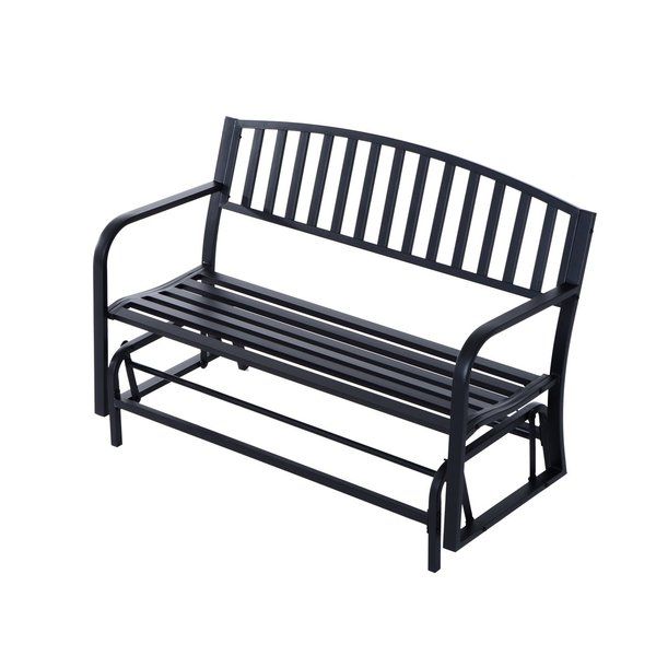 Outsunny 50" Outdoor Patio Swing Glider Bench Chair – Black In Outdoor Patio Swing Glider Bench Chairs (Photo 11 of 20)
