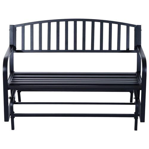Outsunny 50" Outdoor Steel Patio Swing Glider Bench – Black In Steel Patio Swing Glider Benches (Photo 11 of 20)