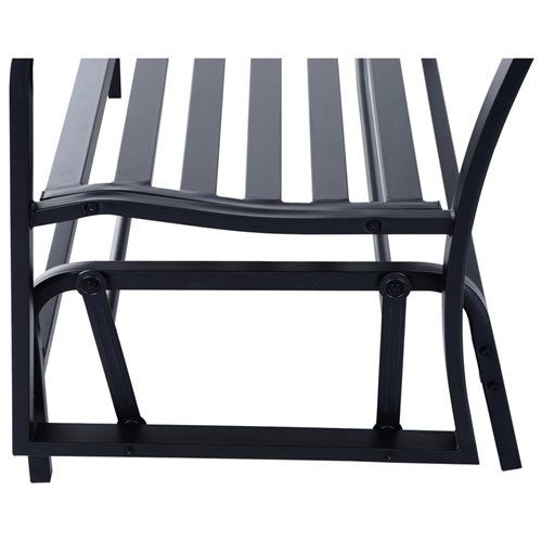 Outsunny 50" Outdoor Steel Patio Swing Glider Bench – Black Within Steel Patio Swing Glider Benches (View 17 of 20)