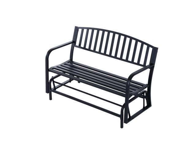 Outsunny 50" Outdoor Steel Patio Swing Glider Bench Loveseat – Black For Outdoor Patio Swing Glider Benches (View 7 of 20)