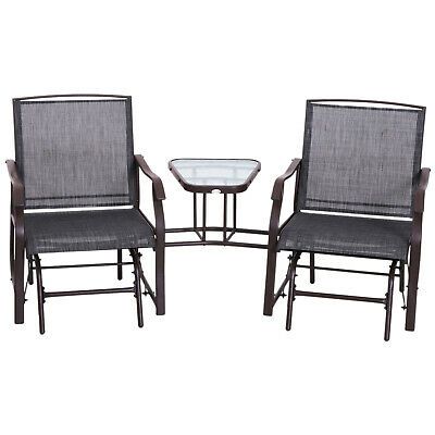 Outsunny Double Glider Chairs Garden Bench With Center Table In Center Table Double Glider Benches (Photo 4 of 20)