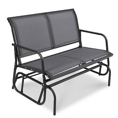 Patio Garden Glider 2 Person Swing Bench Rocking Chair Porch Outdoor  Furniture | Ebay In Rocking Love Seats Glider Swing Benches With Sturdy Frame (Photo 2 of 20)