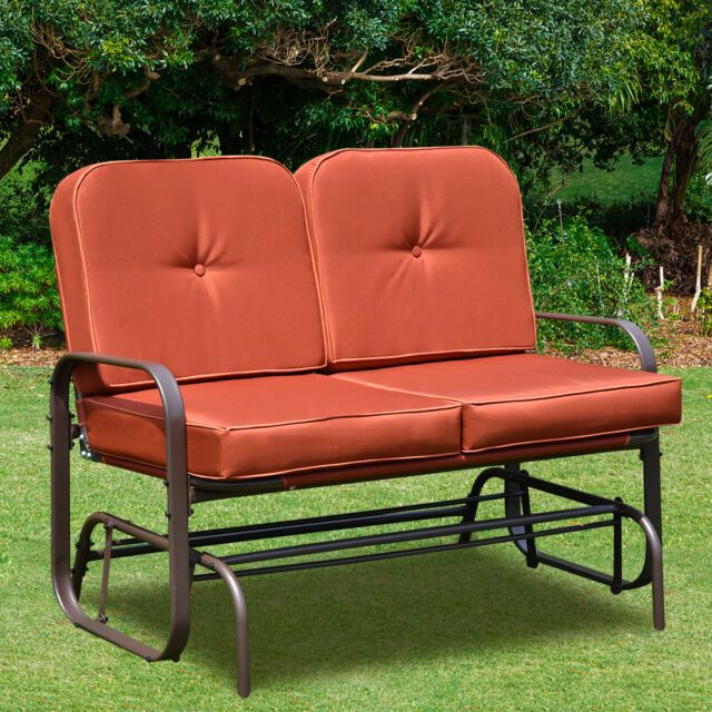 Patio Glider Bench Chair 2 Person Rocker Loveseat Outdoor Furniture W/  Cushions Regarding Loveseat Glider Benches With Cushions (Photo 9 of 21)