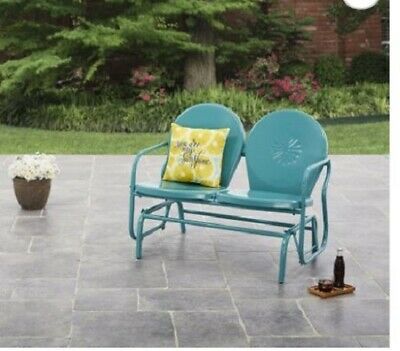 Patio Glider Bench Outdoor Garden Furniture Wood Alternative Within Outdoor Retro Metal Double Glider Benches (Photo 19 of 20)