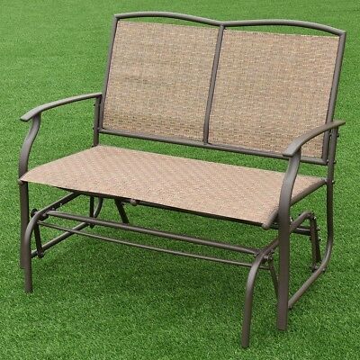 Patio Glider Bench Rocking Chair Metal Frame Outdoor 2 With Regard To Rocking Glider Benches (Photo 9 of 20)