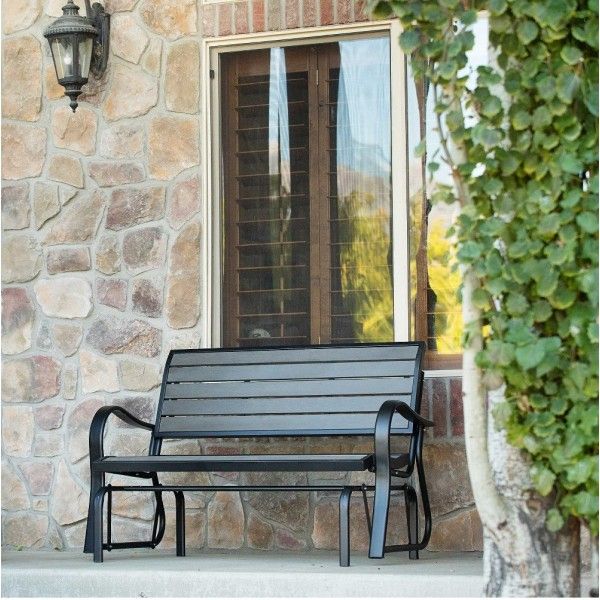 Patio Seating Benches Harbor Gray Lifetime 60276 Glider Regarding Black Steel Patio Swing Glider Benches Powder Coated (View 15 of 20)
