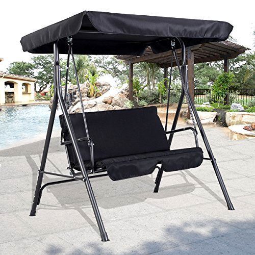 Patio Swing Outdoor Canopy Awning Yard Furniture Porch Intended For 2 Person Adjustable Tilt Canopy Patio Loveseat Porch Swings (View 10 of 20)