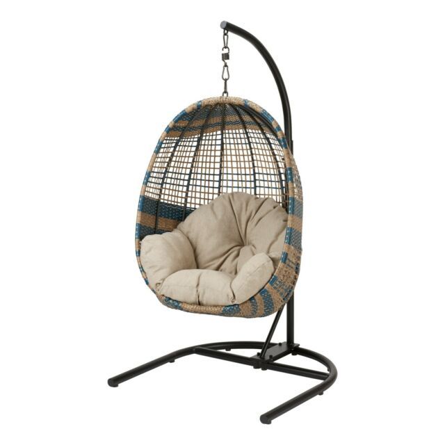 Patio Wicker Hanging Egg Nest Chair Stand Porch Swing Outdoor Furniture  Cushion In Outdoor Wicker Plastic Tear Porch Swings With Stand (Photo 20 of 20)