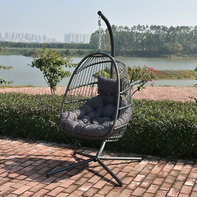 Patio Wicker Swing Chair Hanging Chair Hammock Stand Outdoor Intended For Outdoor Wicker Plastic Tear Porch Swings With Stand (Photo 18 of 20)