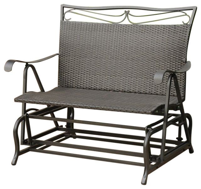 Pemberly Row Patio Glider Loveseat In Antique Black Inside 2 Person Antique Black Iron Outdoor Gliders (Photo 1 of 20)