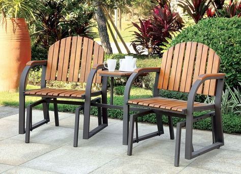 table glider double center chairs benches outdoor attached rocking chair furniture patio perse