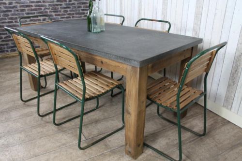 Popular Industrial Style Zinc Top Dining Table Large Rustic Metal In Large Rustic Look Dining Tables (View 4 of 20)