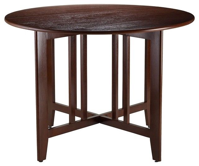 Popular Transitional Antique Walnut Drop Leaf Casual Dining Tables Inside Mission Style Round 42 Inch Double Drop Leaf Dining Table (Photo 3 of 20)