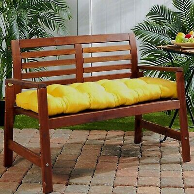 Porch Swing Cushion Glider Bench Seat 44" Tufted Padded Outdoor Pillow  Yellow | Ebay Pertaining To Glider Benches With Cushion (View 12 of 20)