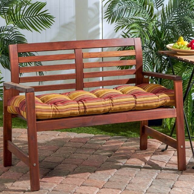 Porch Swing Cushion Glider Bench Seat 52" Tufted Padded Patio Pillow  Striped Red Inside Glider Benches With Cushion (Photo 6 of 20)