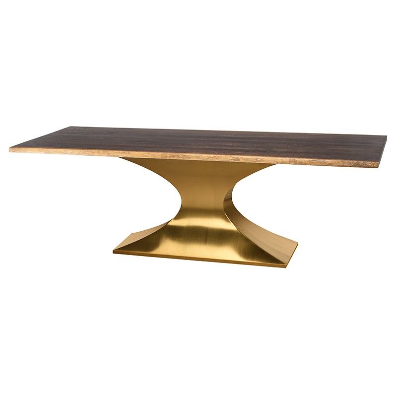 Praetorian Inside Well Known Dining Tables In Seared Oak With Brass Detail (Photo 1 of 20)
