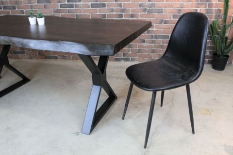 Preferred Acacia Dining Tables With Black X Legs Throughout Acacia Live Edge Dining Table With Black X Shaped Legs (View 3 of 20)