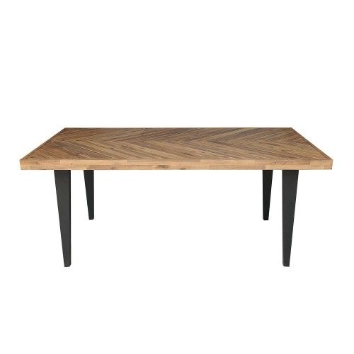 Preferred Avalon Rectangle Dining Table – Large Acacia Top/metal Legs Black 72*38*30 Intended For Acacia Wood Medley Medium Dining Tables With Metal Base (Photo 6 of 20)
