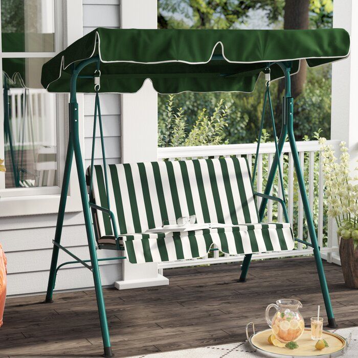 Proothi Patio Loveseat Canopy Hammock Porch Swing With Stand With Patio Loveseat Canopy Hammock Porch Swings With Stand (Photo 2 of 20)
