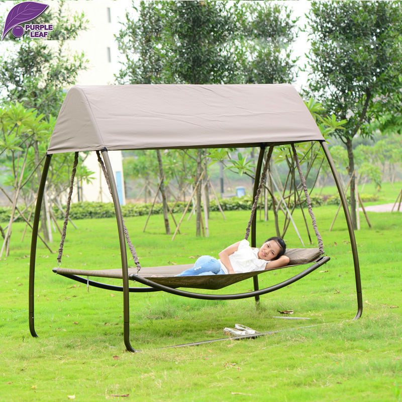 Purpleleaf Patio Leisure Garden Swing Chair Outdoor Sleeping Intended For Garden Leisure Outdoor Hammock Patio Canopy Rocking Chairs (Photo 7 of 20)
