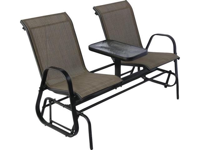 Seasonal Trends Double Glider With Console Steel Frame Powder Coated Regarding Metal Powder Coat Double Seat Glider Benches (Photo 2 of 20)