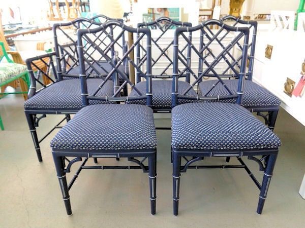 Set Of 6 Faux Bamboo Chippendales In Old Navy For The For Well Known Vintage Cream Frame And Espresso Bamboo Dining Tables (View 18 of 20)