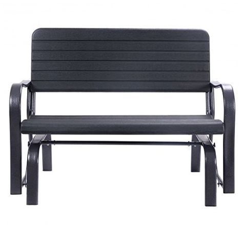 Skb Family Outdoor Patio Steel Swing Bench Loveseat Patio With Black Steel Patio Swing Glider Benches Powder Coated (View 5 of 20)