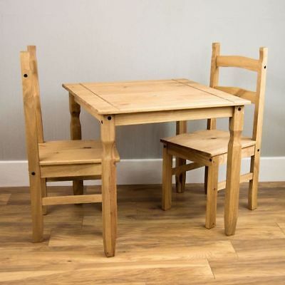 Small Natural Wooden Dining Table And 2 Chairs Set Kitchen Room Rustic Pine (View 10 of 20)