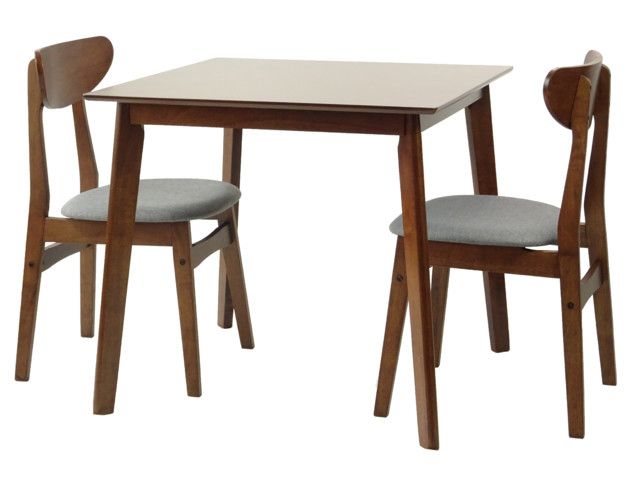 Square 3 Piece Dining Set, Medium Brown, Yumiko Side Chairs Inside Best And Newest 3 Pieces Dining Tables And Chair Set (Photo 8 of 21)