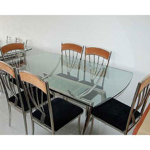 Steel And Glass Rectangle Dining Tables Inside Well Known 6 Seater Ss Glass Dining Table (View 17 of 20)