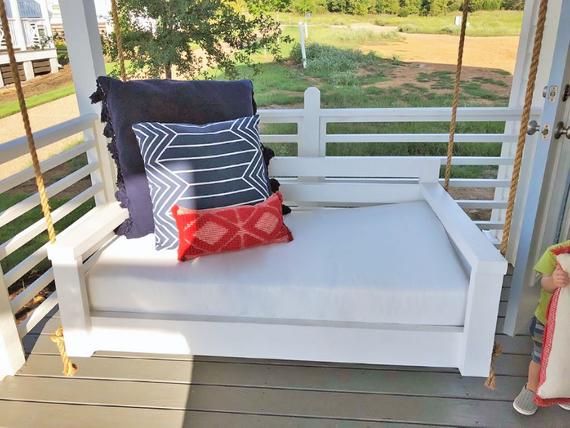Sunbrella Custom Daybed Cushion – Queen Bed – Nautical Decor – Porch Swing  / Glider / Swing Bed – Sofa Bed – 80" X 60" X 5" Outdoor Cushion Pertaining To Nautical Porch Swings (View 14 of 20)