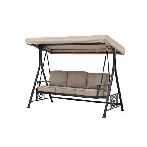 Sunjoy Ebervale 3 Person Brown With Golden Brush Cast For 3 Person Brown Steel Outdoor Swings (View 14 of 20)