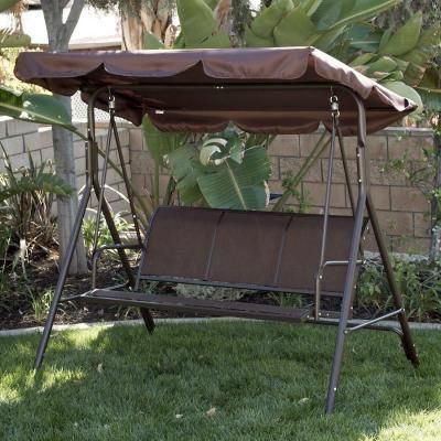Sunnydaze 3 Person Outdoor Patio Swing Bench With Adjustable Throughout 3 Seater Swings With Frame And Canopy (View 16 of 20)