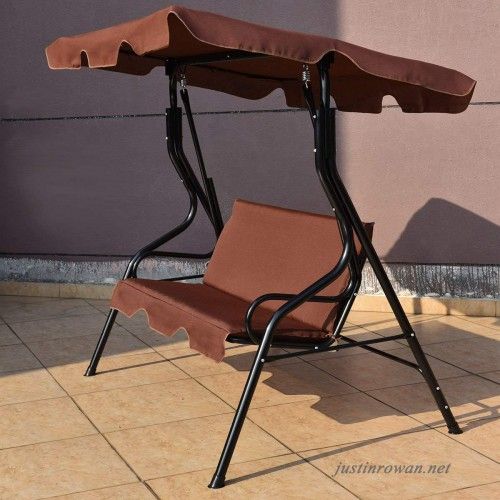 Tangkula 3 Seater Canopy Swing Glider Hammock Garden Throughout 3 Seats Patio Canopy Swing Gliders Hammock Cushioned Steel Frame (View 17 of 20)