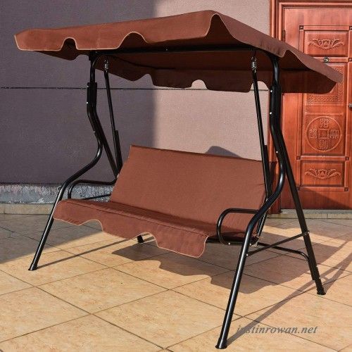 Tangkula 3 Seater Canopy Swing Glider Hammock Garden With 3 Seats Patio Canopy Swing Gliders Hammock Cushioned Steel Frame (View 7 of 20)
