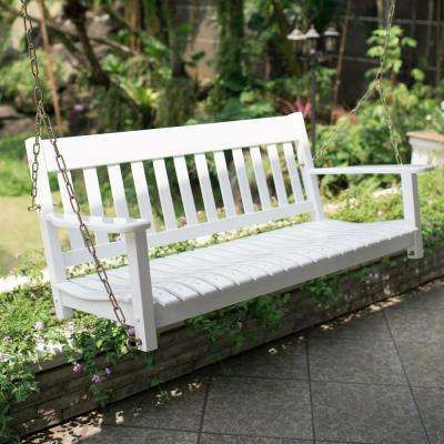 Thames White Wood Porch Swing Intended For Hardwood Hanging Porch Swings With Stand (Photo 12 of 20)