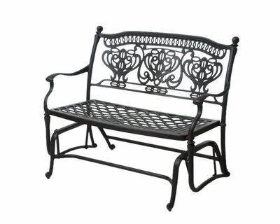 The Tybe Collection Commercial Cast Aluminum Double Glider Intended For Aluminum Outdoor Double Glider Benches (Photo 10 of 20)