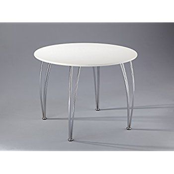 Trendy Aspect Arne Jacobsen Style Inspired White Dining Table Emily Within 4 Seater Round Wooden Dining Tables With Chrome Legs (Photo 3 of 20)