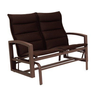 Tropitone Lakeside Padded Sling Double Glider Cushion Color Pertaining To Sling Double Glider Benches (Photo 5 of 20)