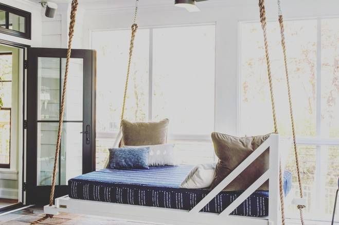 Twin Porch Swing Cushions Appealing Designs Rope Front Plans With Hanging Daybed Rope Porch Swings (Photo 17 of 20)