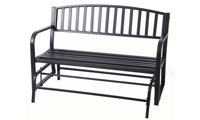 Featured Photo of Top 20 of Black Steel Patio Swing Glider Benches Powder Coated
